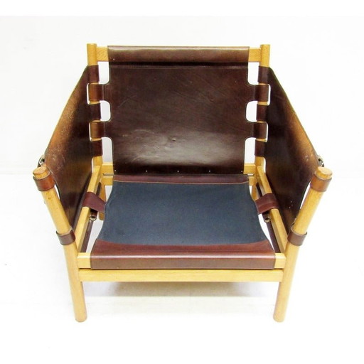 Swedish vintage Ilona armchair in leather by Arne Norell, 1960s