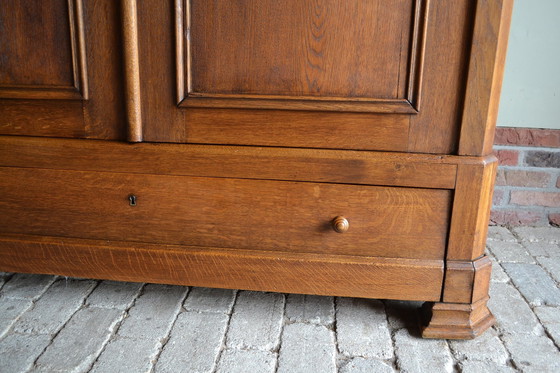 Image 1 of Beautiful Antique Oak Louis Philippe Bow Cabinet From 1892