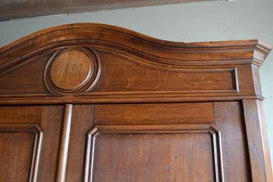 Image 1 of Beautiful Antique Oak Louis Philippe Bow Cabinet From 1892