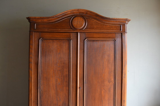 Image 1 of Beautiful Antique Oak Louis Philippe Bow Cabinet From 1892