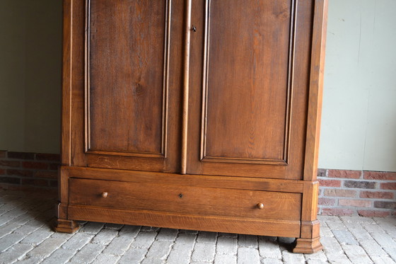 Image 1 of Beautiful Antique Oak Louis Philippe Bow Cabinet From 1892