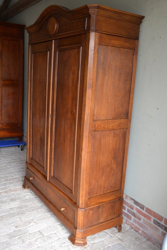 Image 1 of Beautiful Antique Oak Louis Philippe Bow Cabinet From 1892