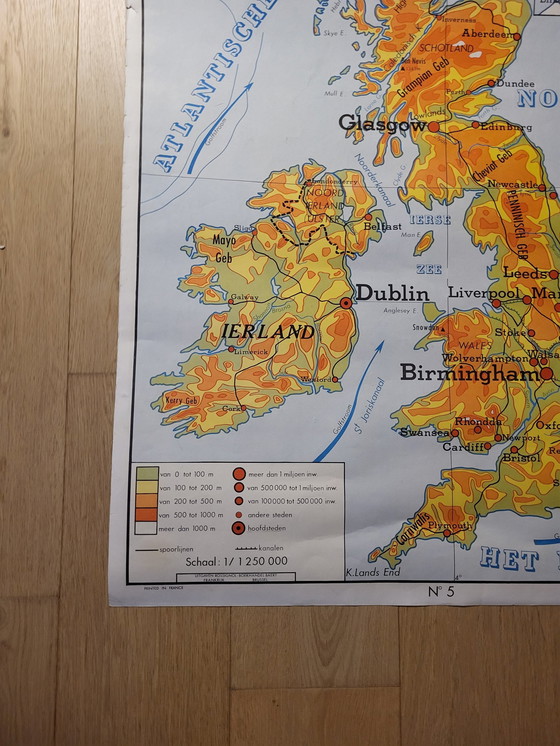 Image 1 of Old School Map The Netherlands And British Isles, Rossignol, France, 1980s