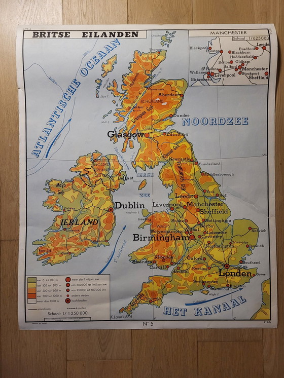 Image 1 of Old School Map The Netherlands And British Isles, Rossignol, France, 1980s