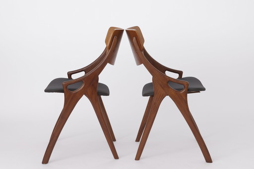 Pair Arne Hovmand Olsen Chairs for Mogens Kold 1950s Teak