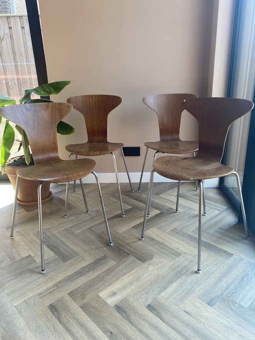 4x Mosquito 3105 - Arne Jacobsen, Teak Vintage Design