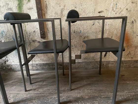 Image 1 of 4x KFF Karl Friedrich Förster Trix postmodern chairs, metal and leather