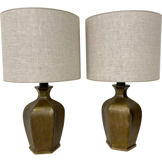 Image 1 of Pair of vintage bronze table lamps