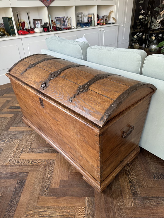 Image 1 of Large Oak Storage Trunk