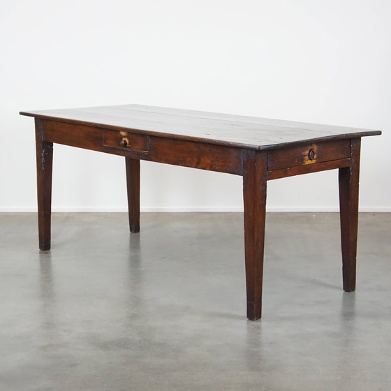 Image 1 of Tavolo da pranzo francese in legno con 2 cassetti