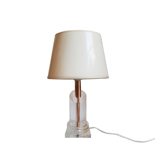 Mid-Century Acrylic Glass and Brass Table Lamp from Herda