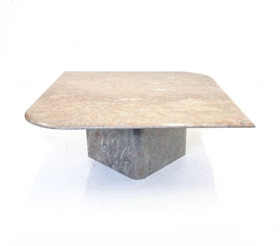 Image 1 of 1x travertine teardrop coffee table