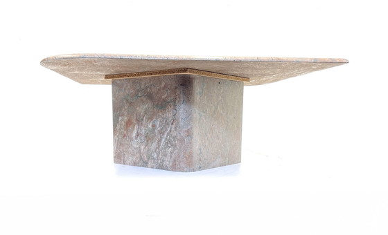 Image 1 of 1x travertine teardrop coffee table