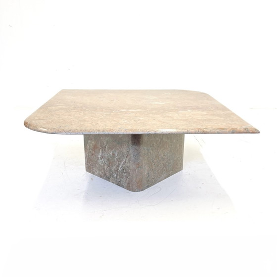 Image 1 of 1x travertine teardrop coffee table