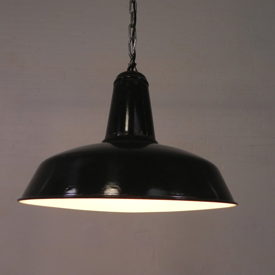 Image 1 of Industrial Pendant Lamp With Enameled Steel Shade