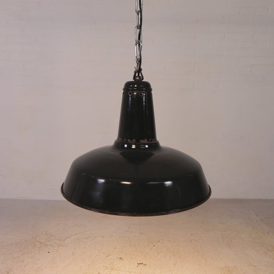 Image 1 of Industrial Pendant Lamp With Enameled Steel Shade