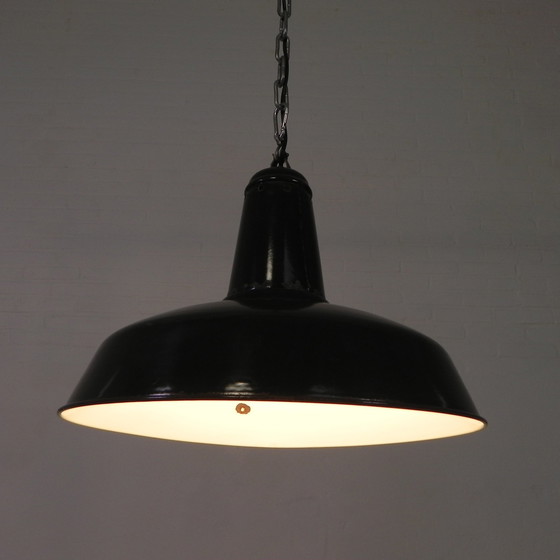 Image 1 of Industrial Pendant Lamp With Enameled Steel Shade