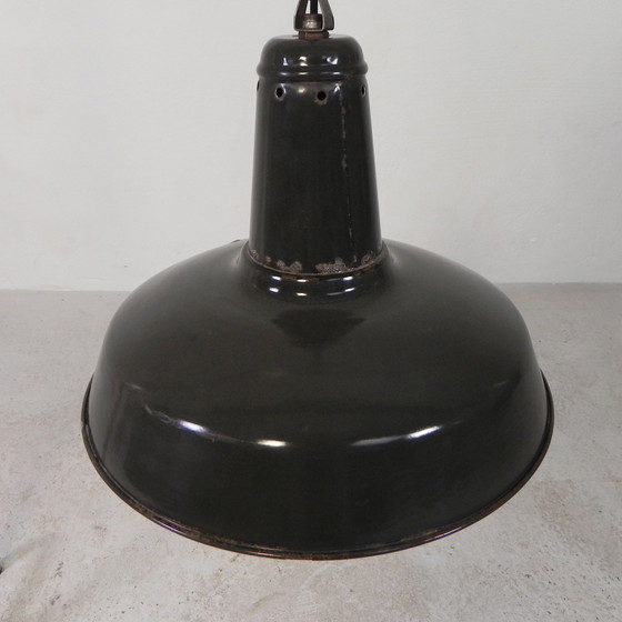 Image 1 of Industrial Pendant Lamp With Enameled Steel Shade