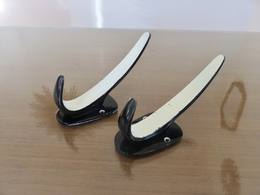 Pair of Streamline coat hooks, 1970