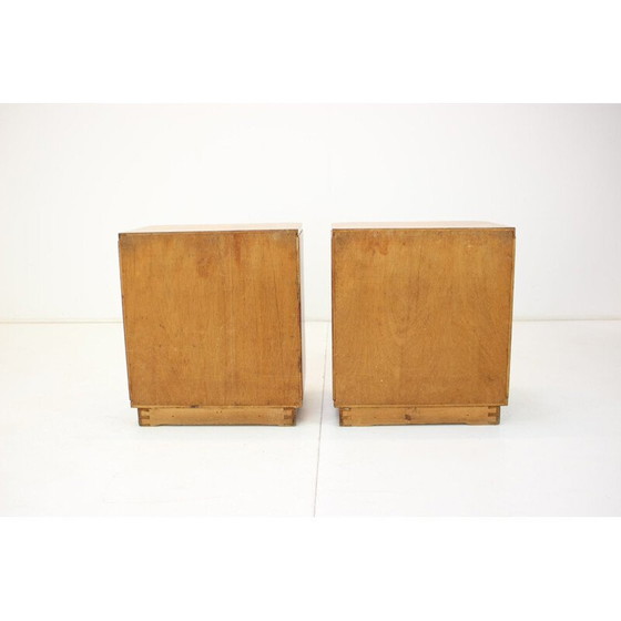 Image 1 of Pair of vintage wooden bedside tables by Jindrich Halabala, Czechoslovakia 1950