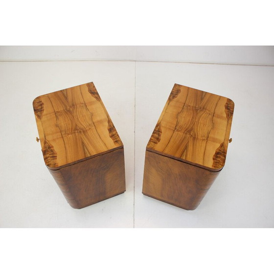 Image 1 of Pair of vintage wooden bedside tables by Jindrich Halabala, Czechoslovakia 1950