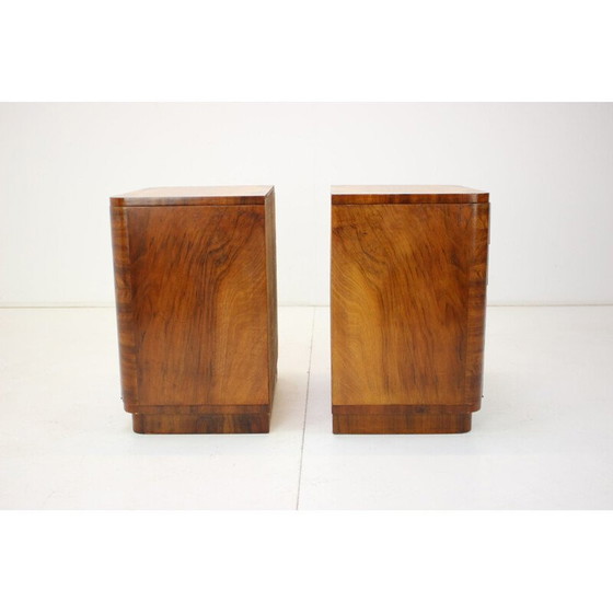 Image 1 of Pair of vintage wooden bedside tables by Jindrich Halabala, Czechoslovakia 1950