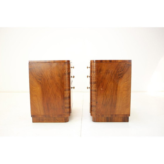 Image 1 of Pair of vintage wooden bedside tables by Jindrich Halabala, Czechoslovakia 1950