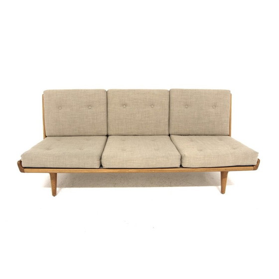 Image 1 of Divano vintage a 3 posti in olmo e pelle di Carl Gustaf Hiort per Af Ornäs, Finlandia 1960