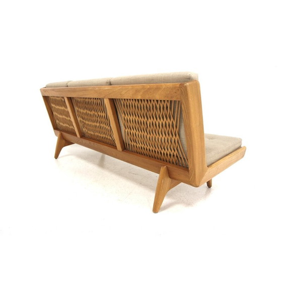 Image 1 of Divano vintage a 3 posti in olmo e pelle di Carl Gustaf Hiort per Af Ornäs, Finlandia 1960