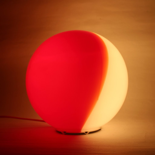 Lampe ronde en verre bicolore