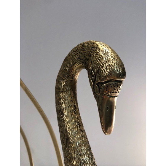 Image 1 of Vintage brass swan magazine rack, Italy 1940s