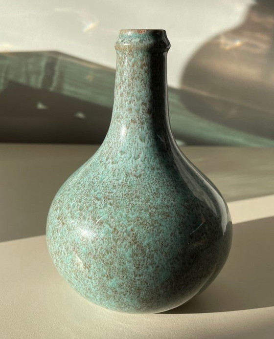 Image 1 of Art Deco Turqoise Pottery Vase