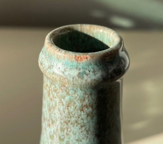 Image 1 of Art Deco Turqoise Pottery Vase