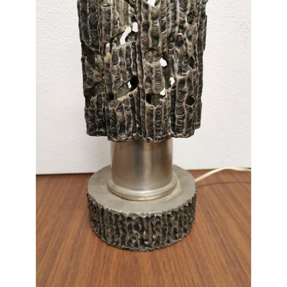 Image 1 of Vintage Brutalist pewter lamp, Italy 1960