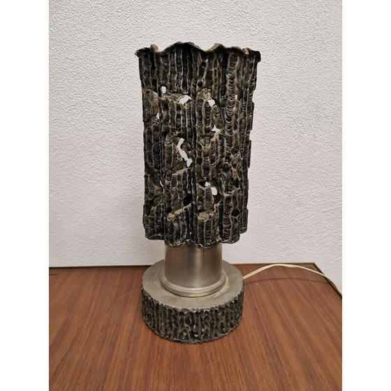Image 1 of Vintage Brutalist pewter lamp, Italy 1960
