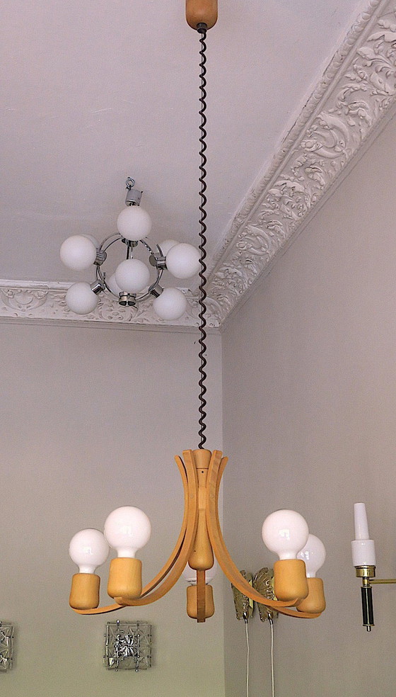 Image 1 of Domus Variable Height Chandelier With 5 Arms, Denmark 1970S