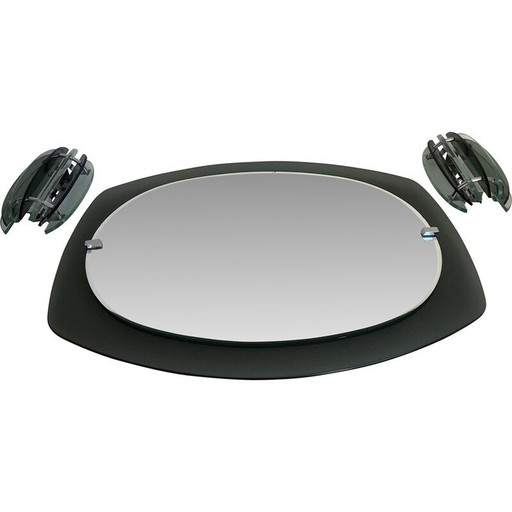 Specchio vintage Veca con 2 lampade da parete, Italia