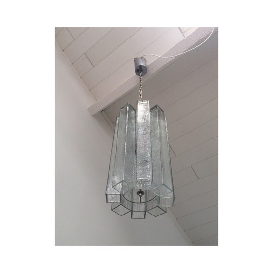 Image 1 of Vintage glass pendant lamp by Doria, Germany 1970