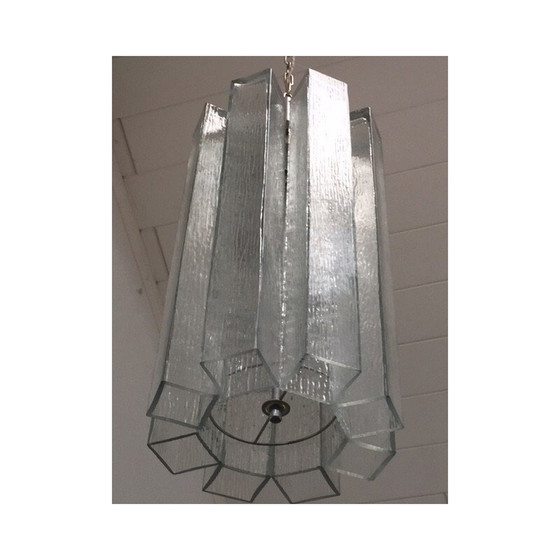 Image 1 of Vintage glass pendant lamp by Doria, Germany 1970