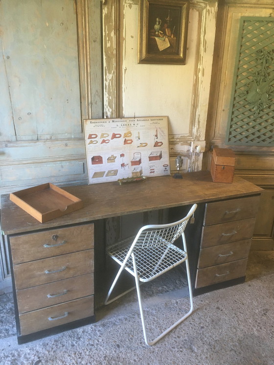 Image 1 of Scrivania da laboratorio vintage in pioppo e faggio, 1950-1960