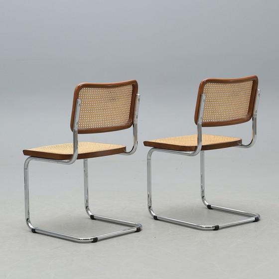 Image 1 of 2 B32 chairs dark beech frame Marcel BREUER Italy