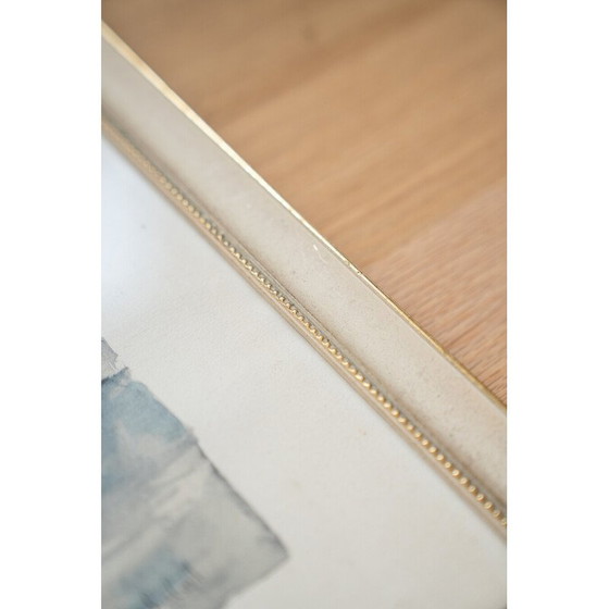 Image 1 of Vintage lithograph “Ile de la cite” in wood and glass, 1980