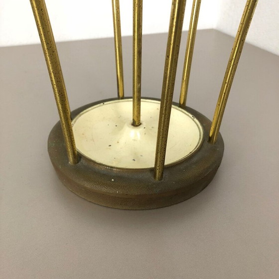 Image 1 of Midcentury Brass Mategot Hollywood Regency Umbrella Stand France 1950s