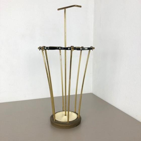 Image 1 of Midcentury Brass Mategot Hollywood Regency Umbrella Stand France 1950s