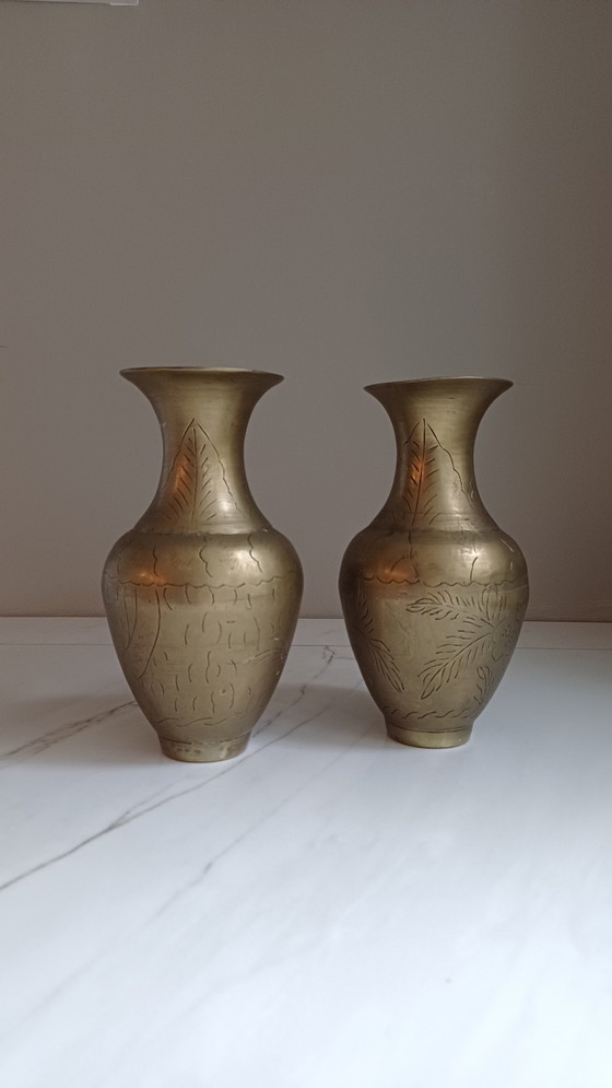 Image 1 of Set of Antique Chinese Brass Vases!