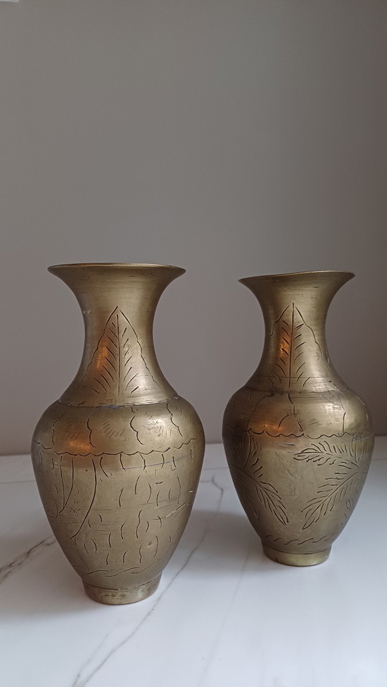 Image 1 of Set of Antique Chinese Brass Vases!