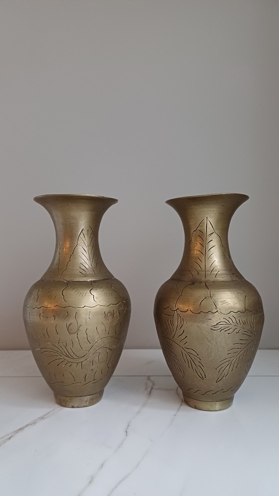 Image 1 of Set of Antique Chinese Brass Vases!