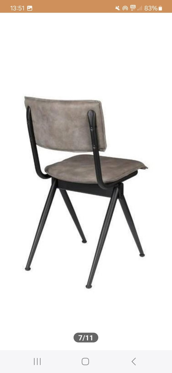 Image 1 of Industrial Urban Gray Leather Dining Table Chairs, 6Pieces.