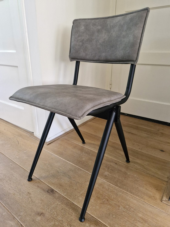 Image 1 of Industrial Urban Gray Leather Dining Table Chairs, 6Pieces.