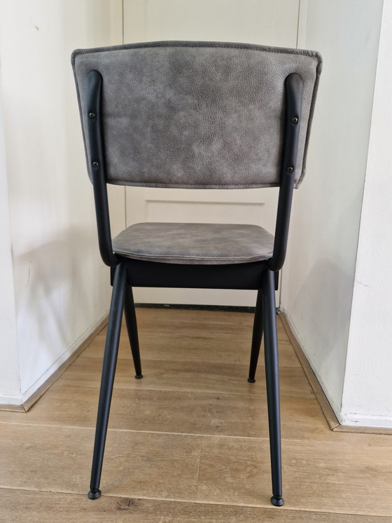 Image 1 of Industrial Urban Gray Leather Dining Table Chairs, 6Pieces.